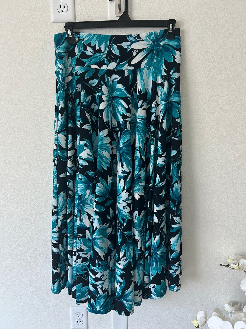 Teal Floral Maxi Skirt - Women's Flowy Skirt